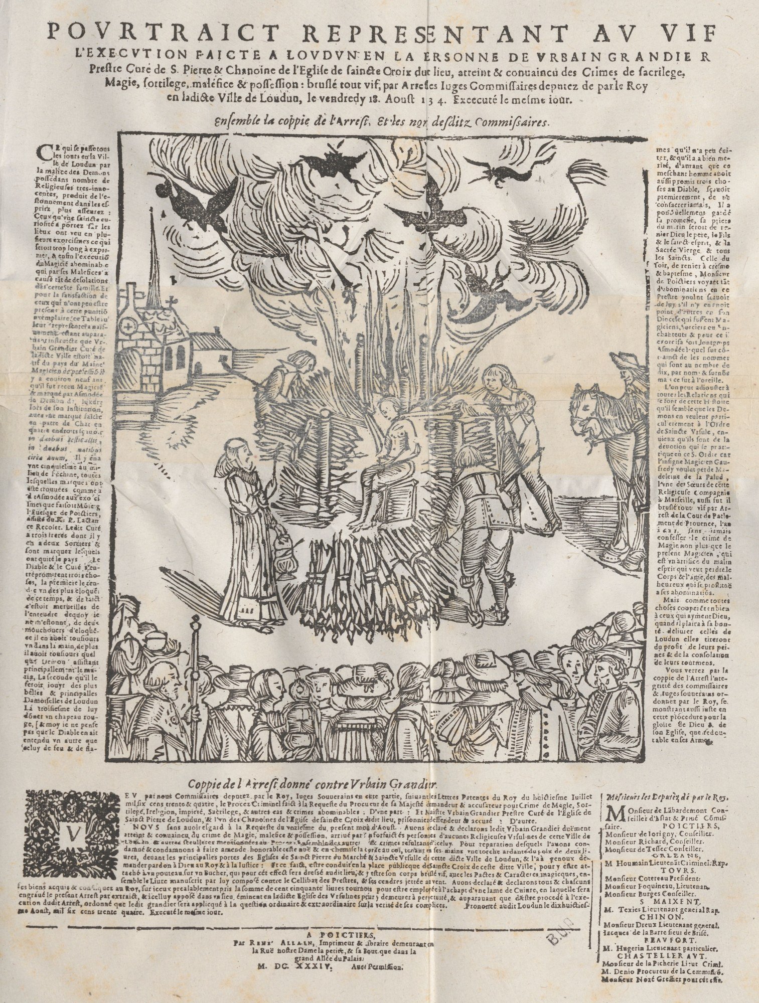 Seventeenth-century engraving of Urbain Grandier's execution at Loudun in 1634