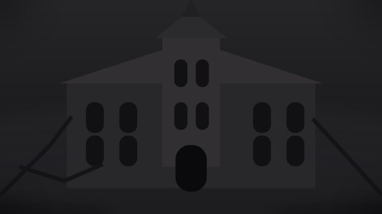 Dark editorial reconstruction of a seventeenth-century Norman convent at night