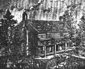 Nineteenth-century illustration of the Bell family home near Adams, Tennessee