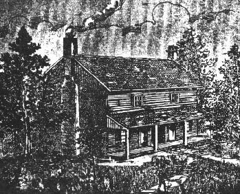 Nineteenth-century illustration of the Bell family home near Adams, Tennessee