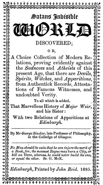 Title page of George Sinclair's Satan's Invisible World Discovered