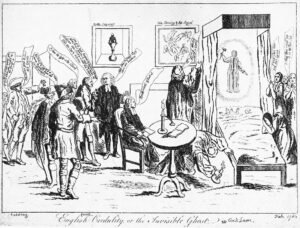 Anonymous 1762 print depicting the Cock Lane Ghost séances