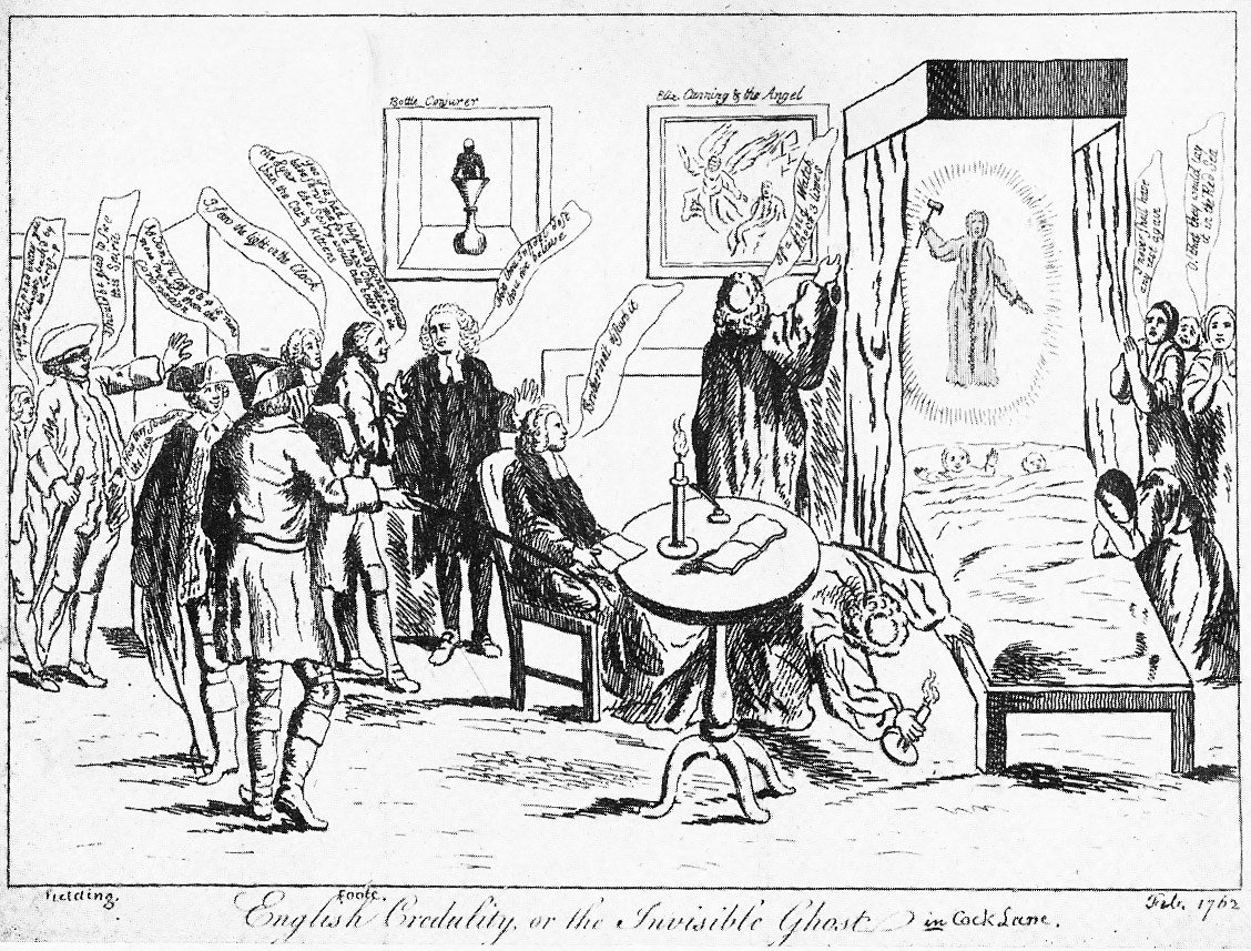 Anonymous 1762 print depicting the Cock Lane Ghost séances