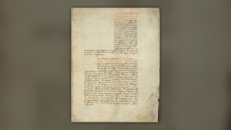 Opening folio of Le Livre des Esperitz in Trinity College Cambridge MS O.8.29