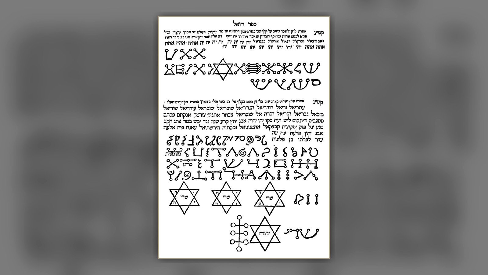 Sigils printed in the 1701 Amsterdam edition of Sefer Raziel