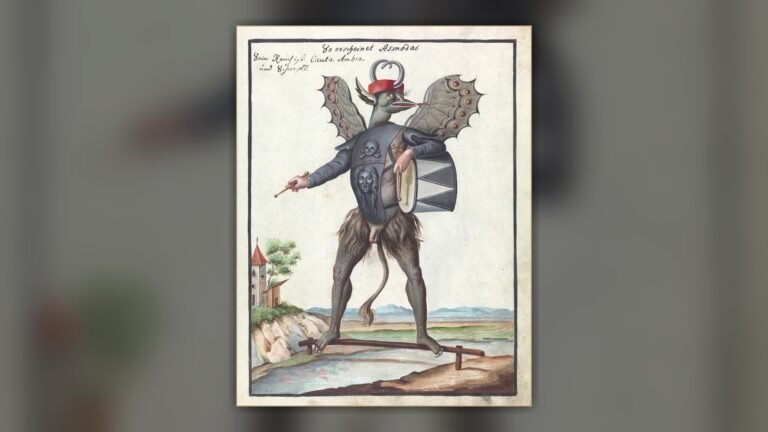 Asmodai watercolor in Wellcome MS 1766 Noli Me Tangere