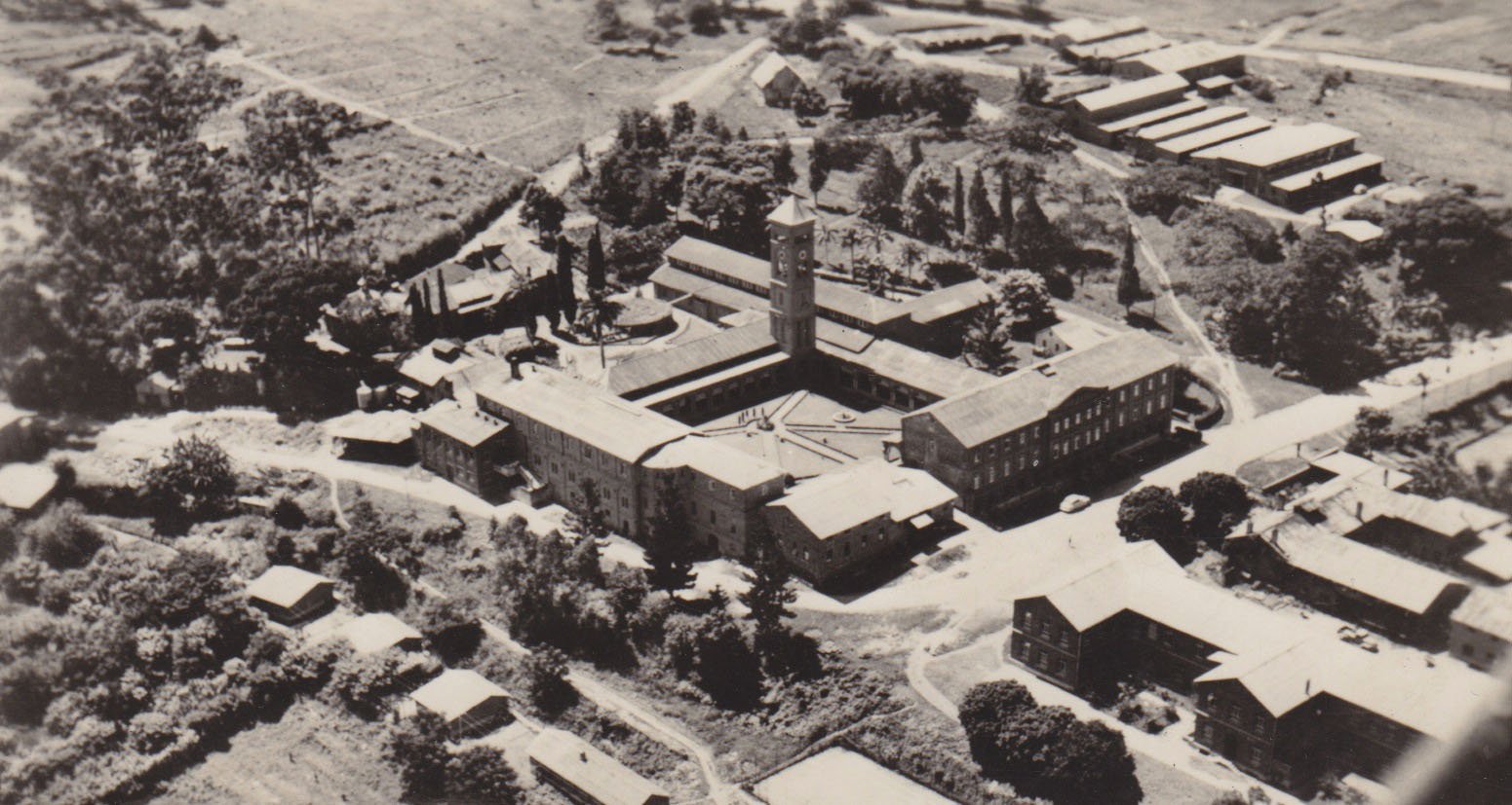 Historical aerial view of Mariannhill Monastery in KwaZulu-Natal, centre of the mission network connected to the Clara Cele account