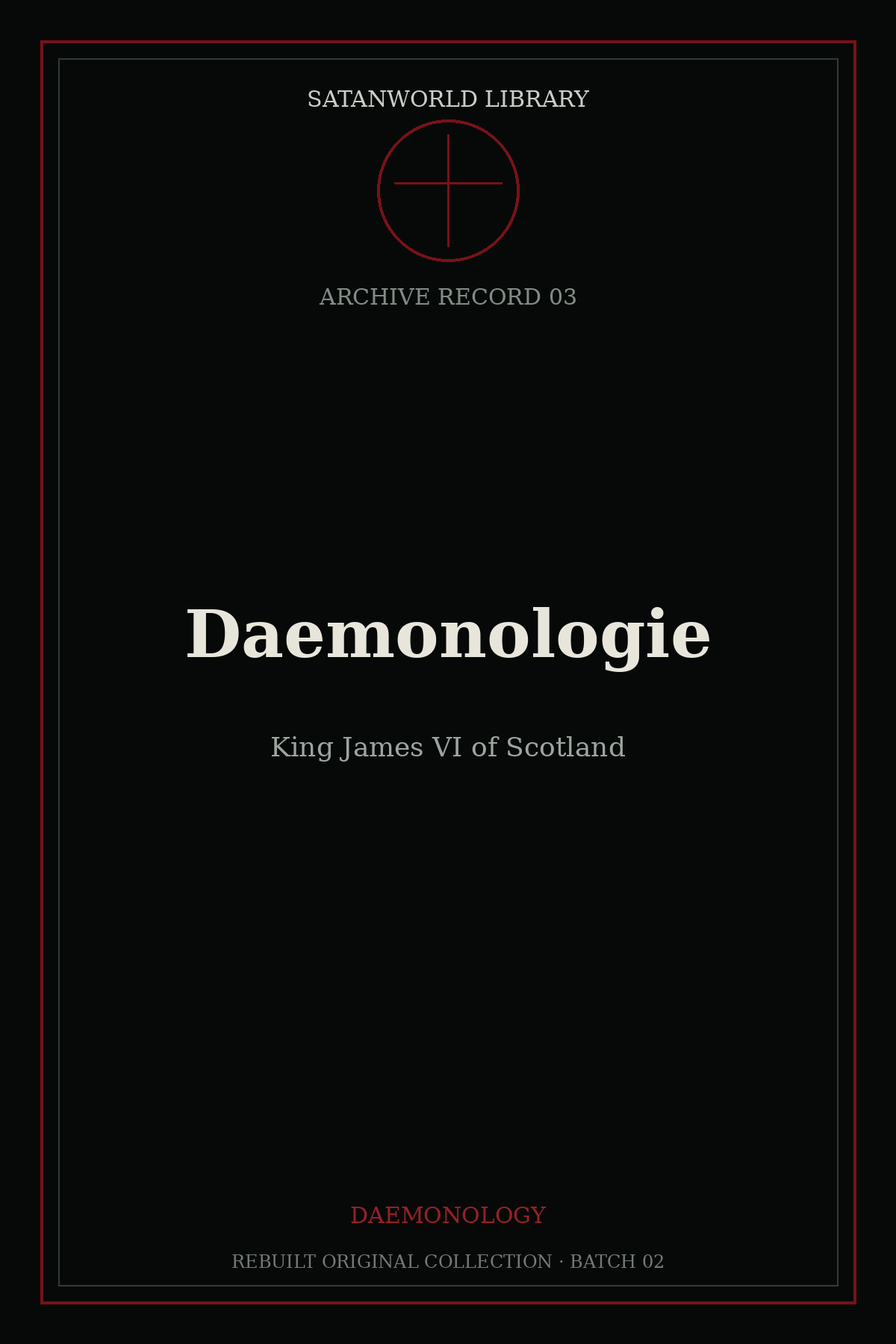 Cover of Daemonologie by King James VI of Scotland