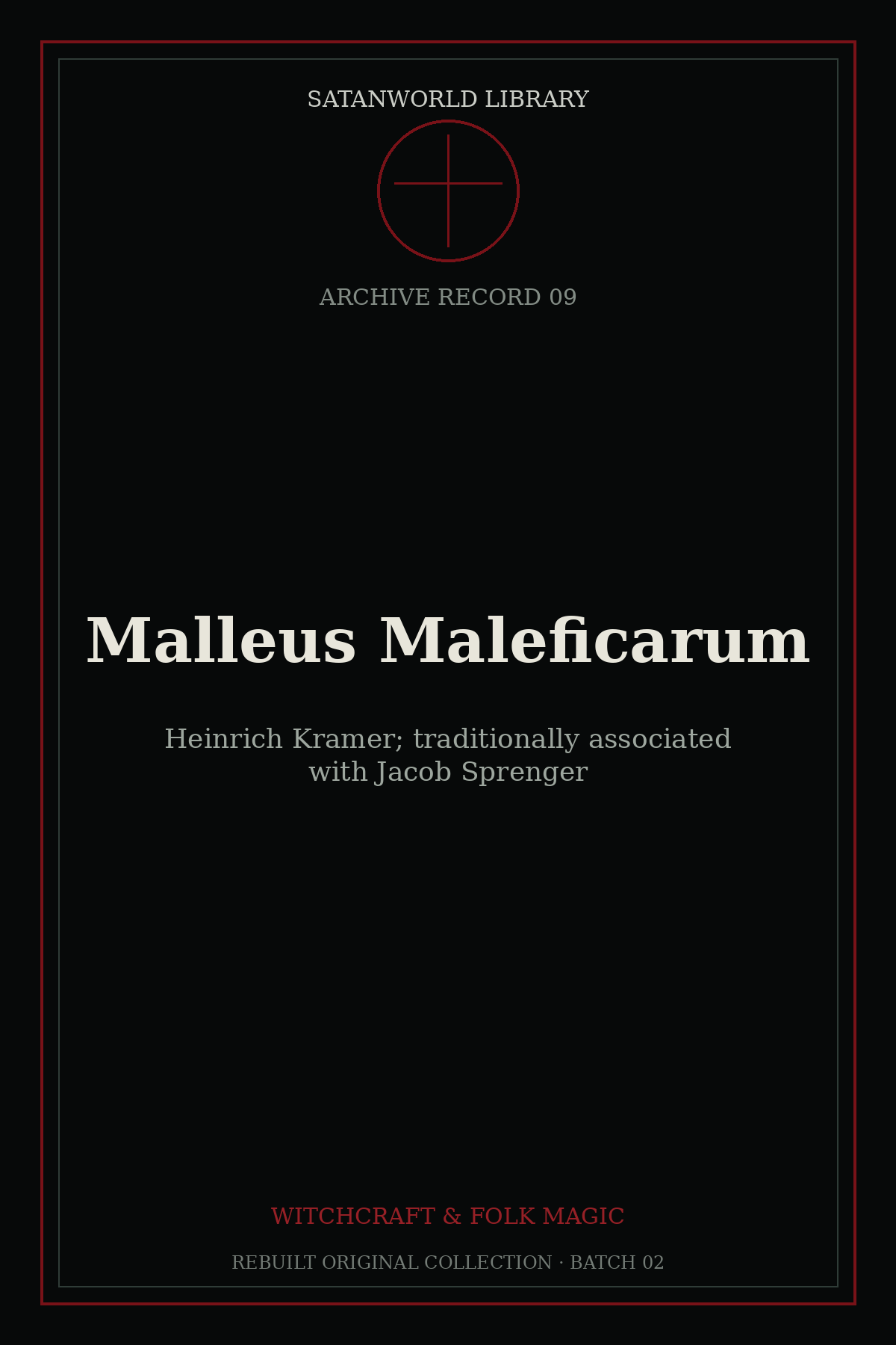 Cover of Malleus Maleficarum by Heinrich Kramer; traditionally associated with Jacob Sprenger