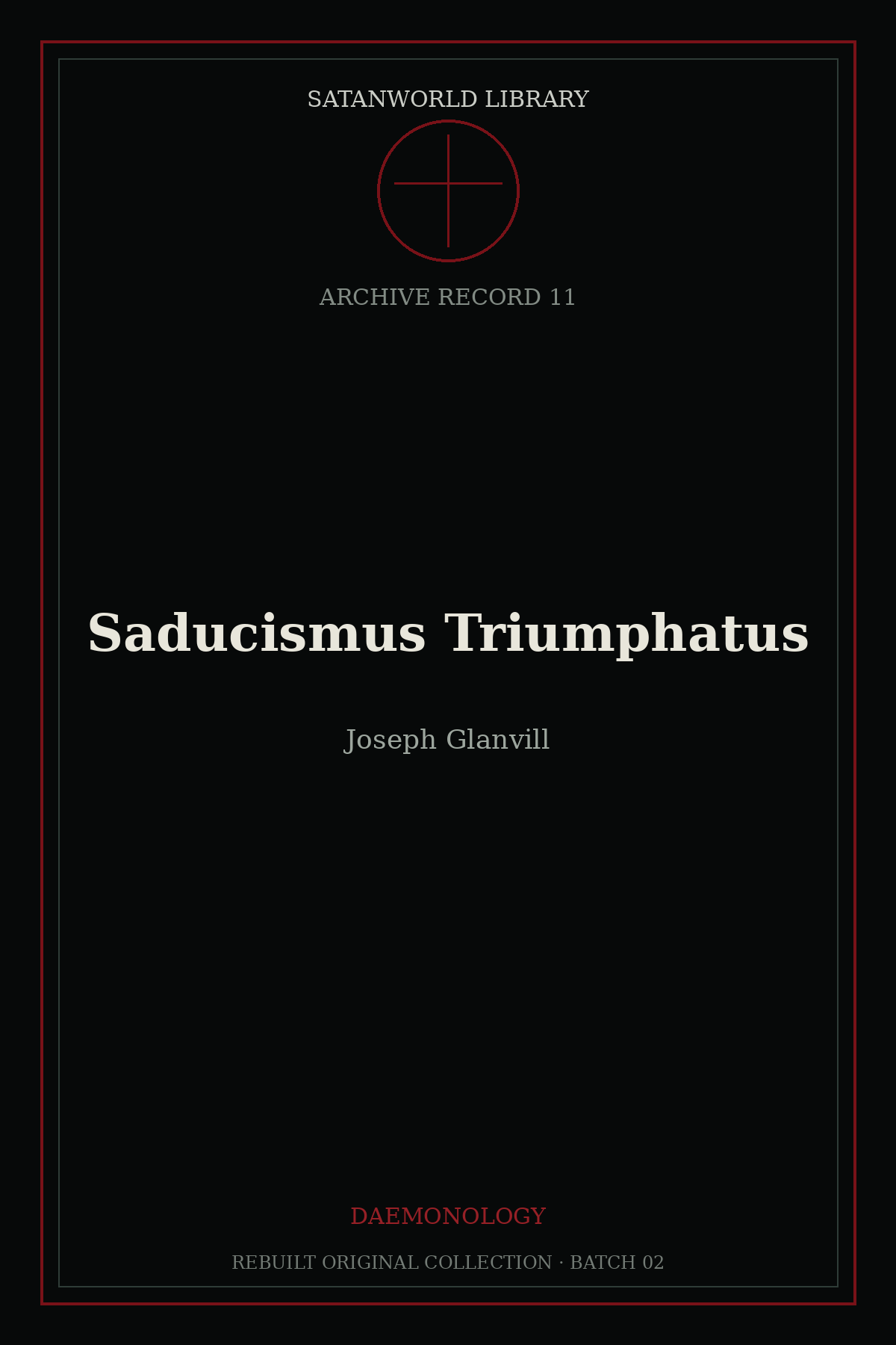 Cover of Saducismus Triumphatus by Joseph Glanvill