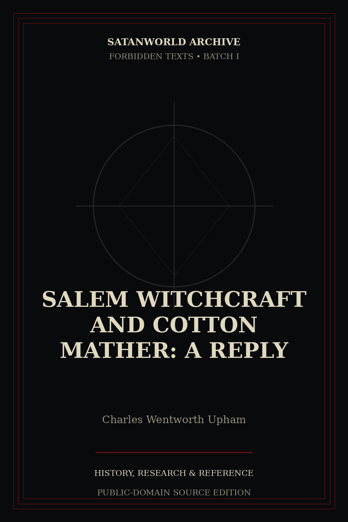 Cover of Salem Witchcraft and Cotton Mather: A Reply by Charles Wentworth Upham