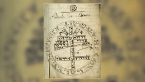 Historical Key of Solomon manuscript pentacle on aged parchment