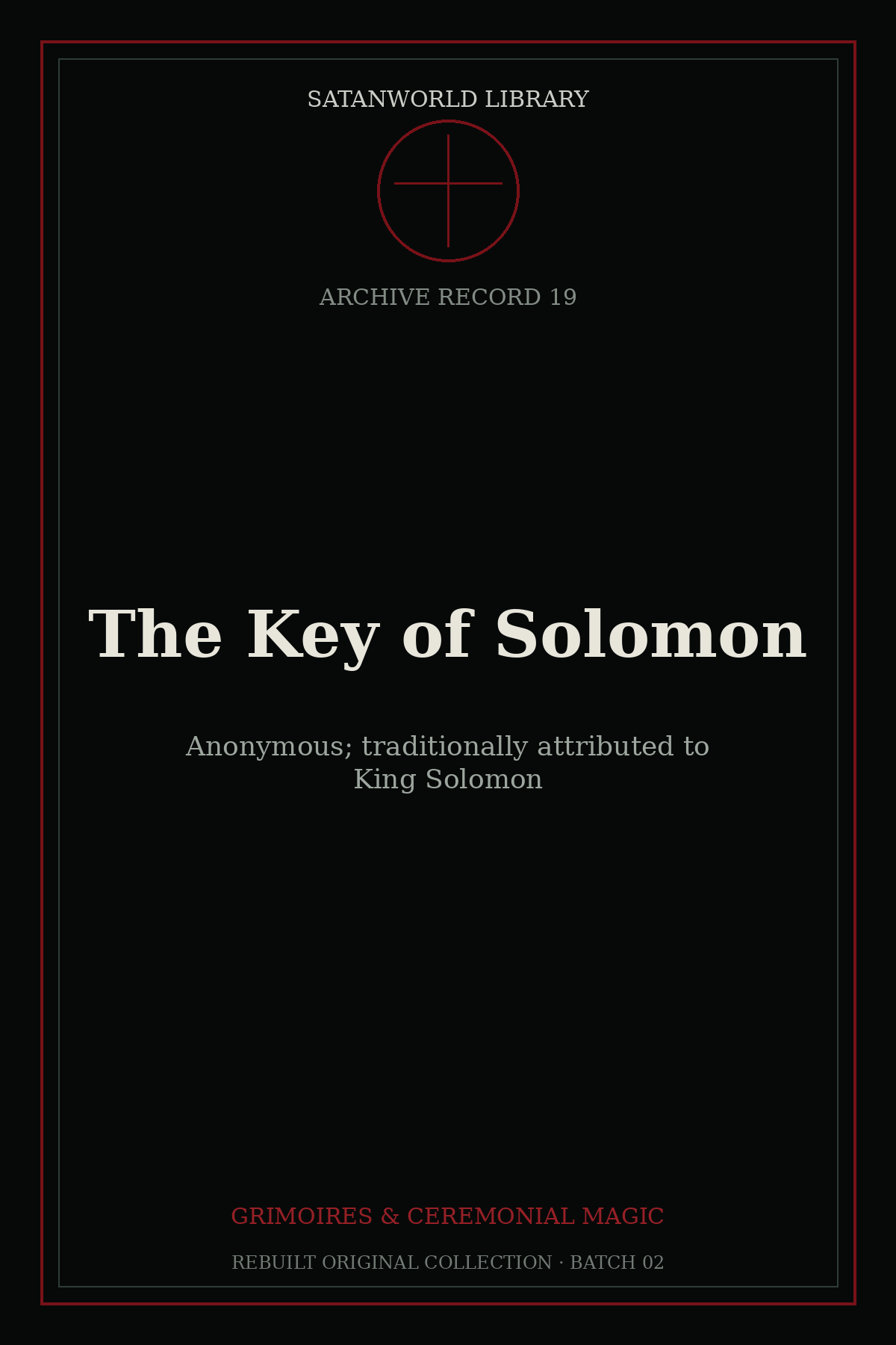 Cover of The Key of Solomon by Anonymous; traditionally attributed to King Solomon