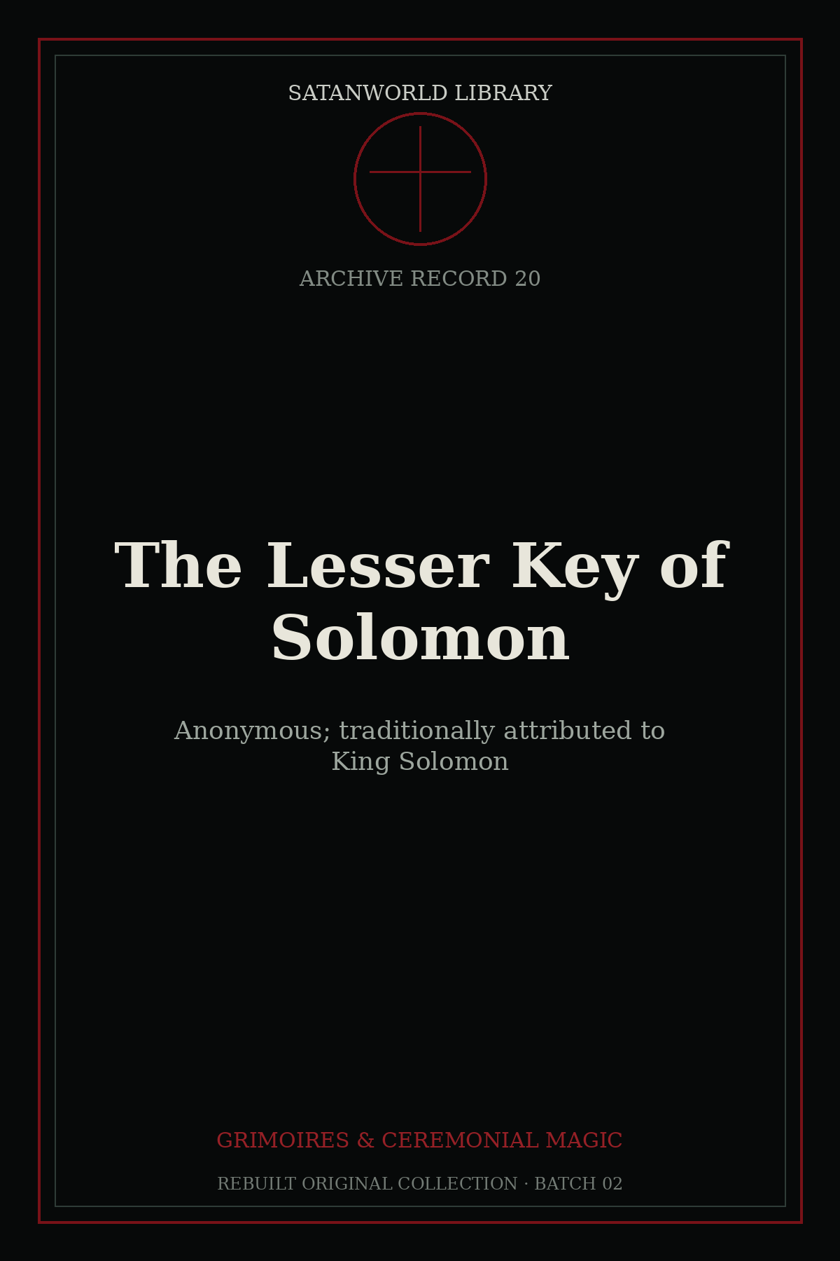 Cover of The Lesser Key of Solomon by Anonymous; traditionally attributed to King Solomon