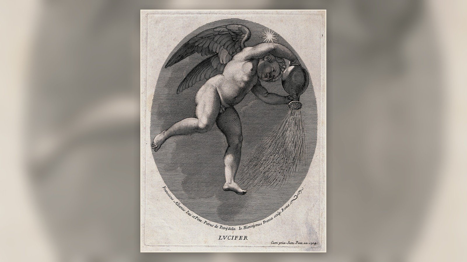 Lucifer as the morning star in a 1704 engraving by G. H. Frezza