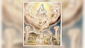 William Blake illustration of Satan departing from the presence of the Lord in the Book of Job
