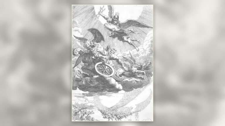 Salomon Savery engraving of Lucifer cast from heaven