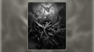 Gustave Doré illustration of Michael casting down the rebel angels in Paradise Lost