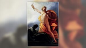 Heinrich Füger painting of Prometheus bringing fire to humanity