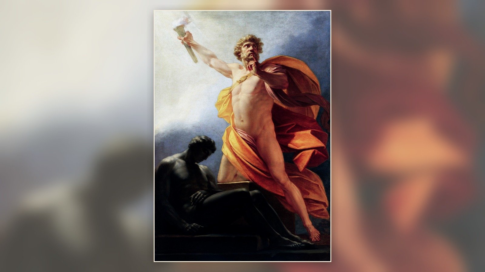 Heinrich Füger painting of Prometheus bringing fire to humanity