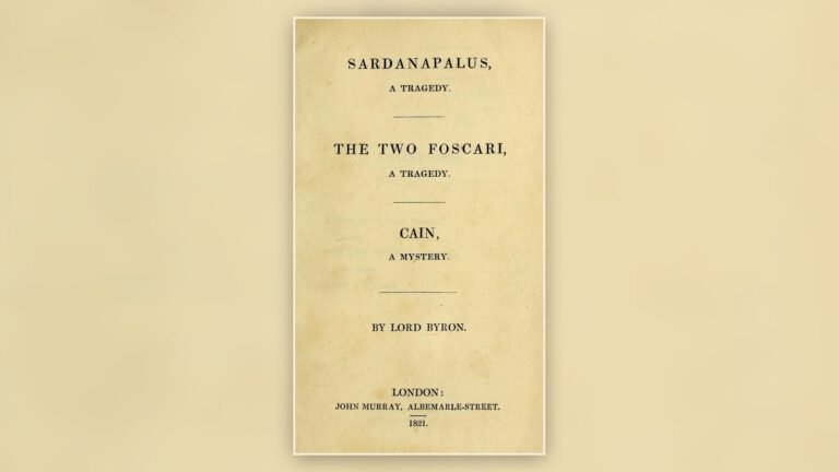 First-edition title page containing Lord Byron’s Cain, published in 1821