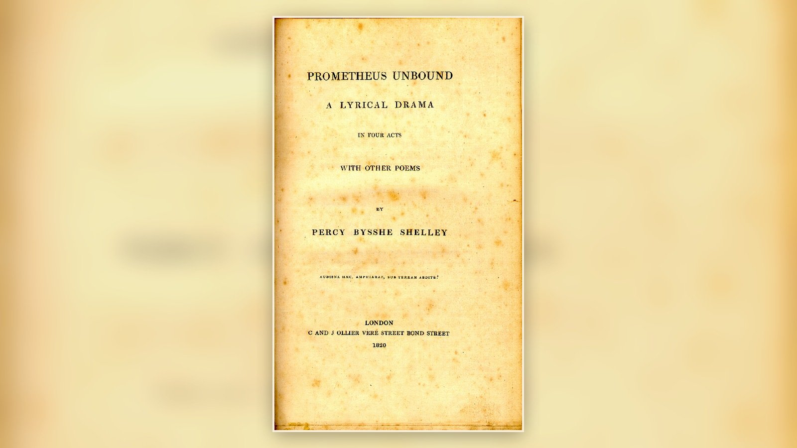 Title page of the first edition of Percy Bysshe Shelley’s Prometheus Unbound