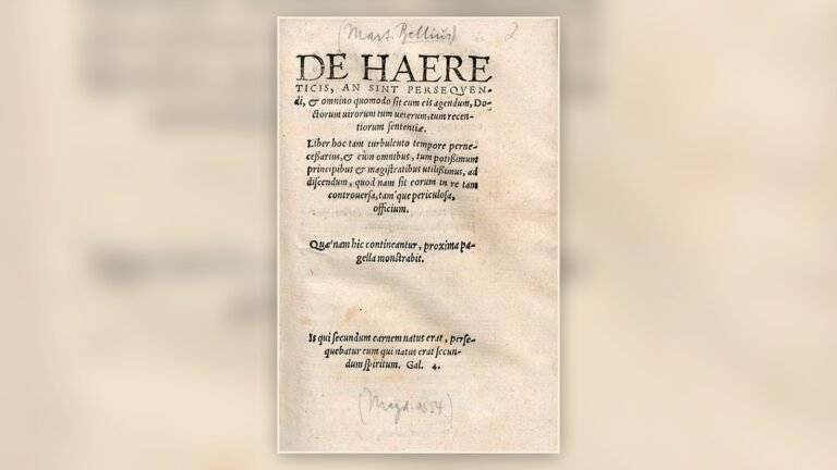 Title page of Sebastian Castellio’s 1554 work on whether heretics should be persecuted
