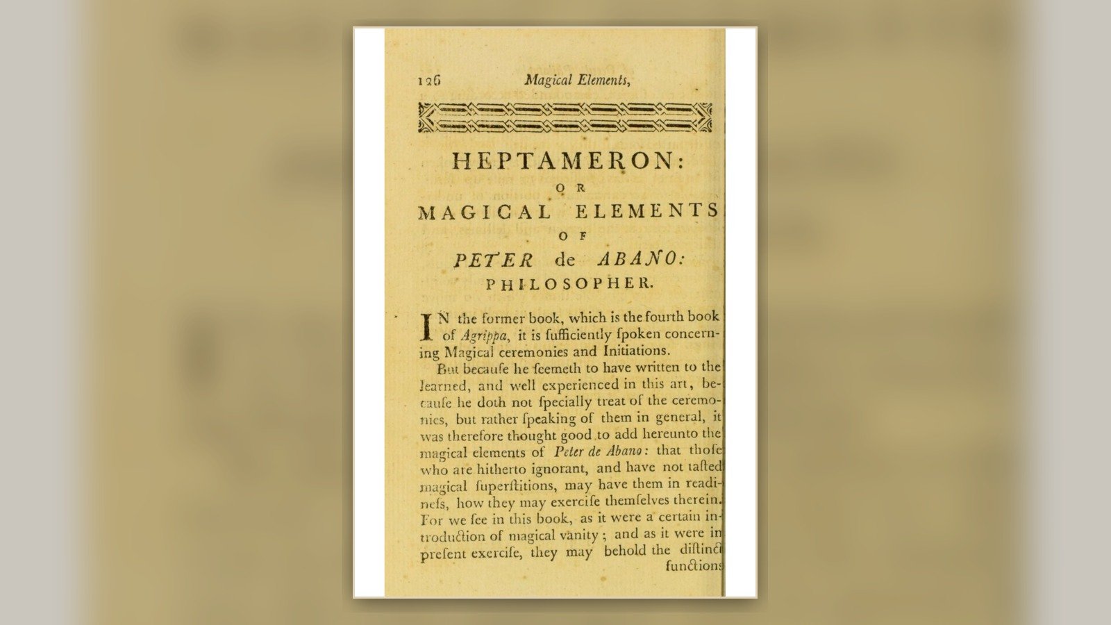 Heptameron or Magical Elements of Peter de Abano title page