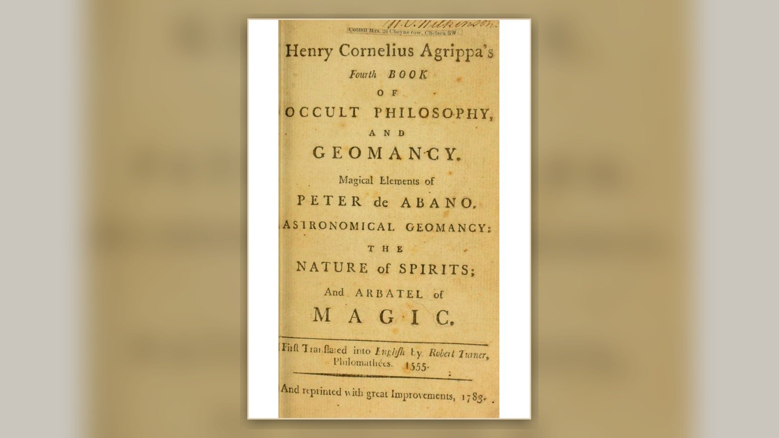 Title page of Agrippa Fourth Book of Occult Philosophy and related works