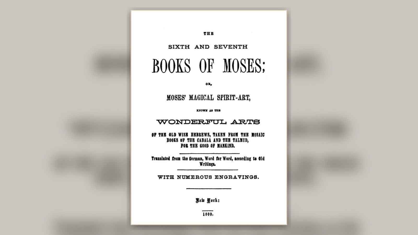 Title page of The Sixth and Seventh Books of Moses
