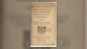 Title page of the 1599 Discours véritable concerning Marthe Brossier