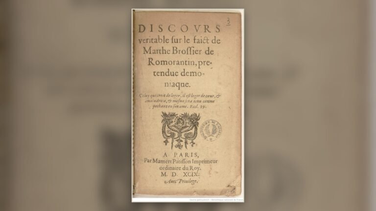 Title page of the 1599 Discours véritable concerning Marthe Brossier