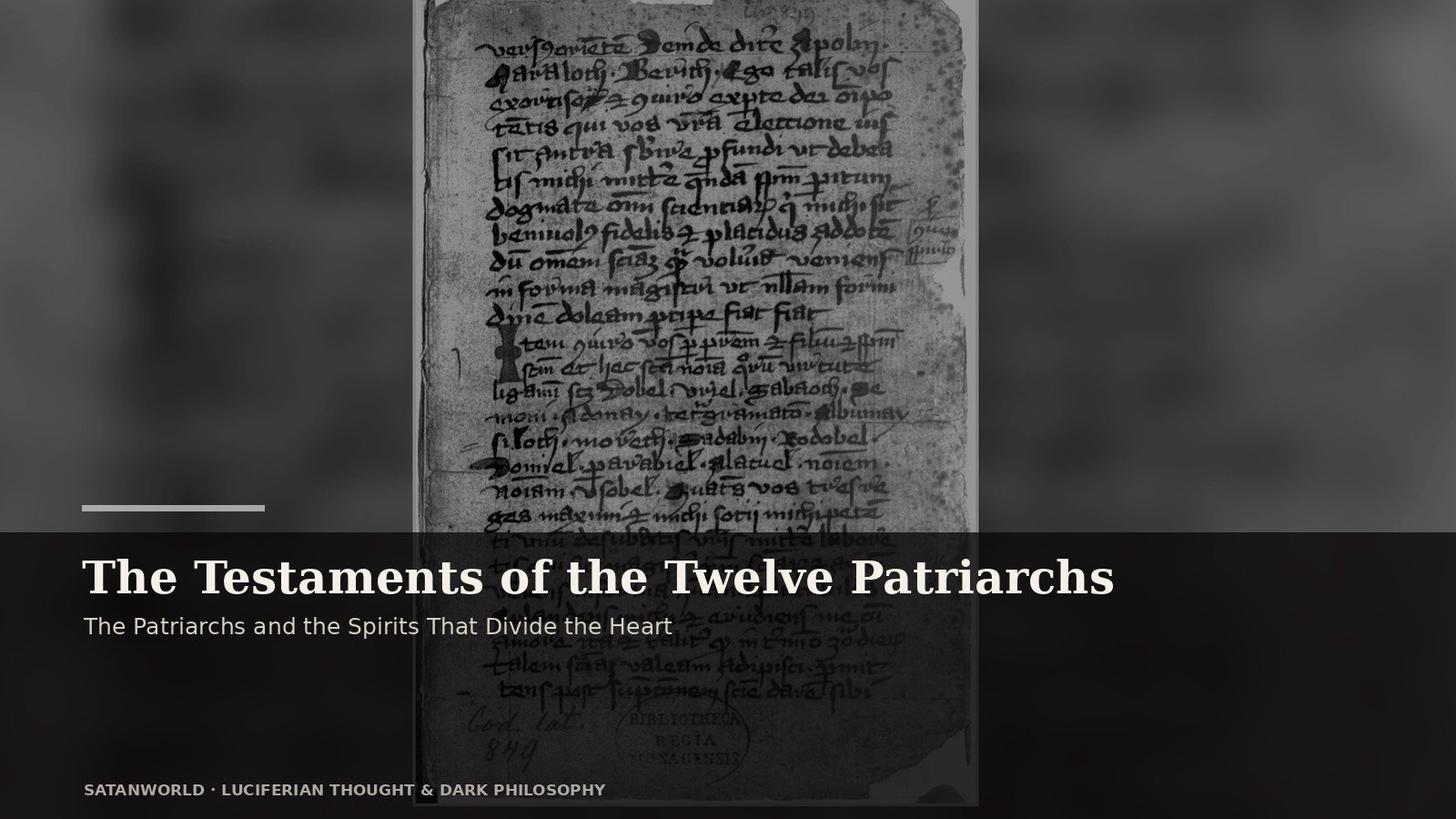 Archival manuscript imagery for The Testaments of the Twelve Patriarchs, the patriarchs and the spirits that divide the heart